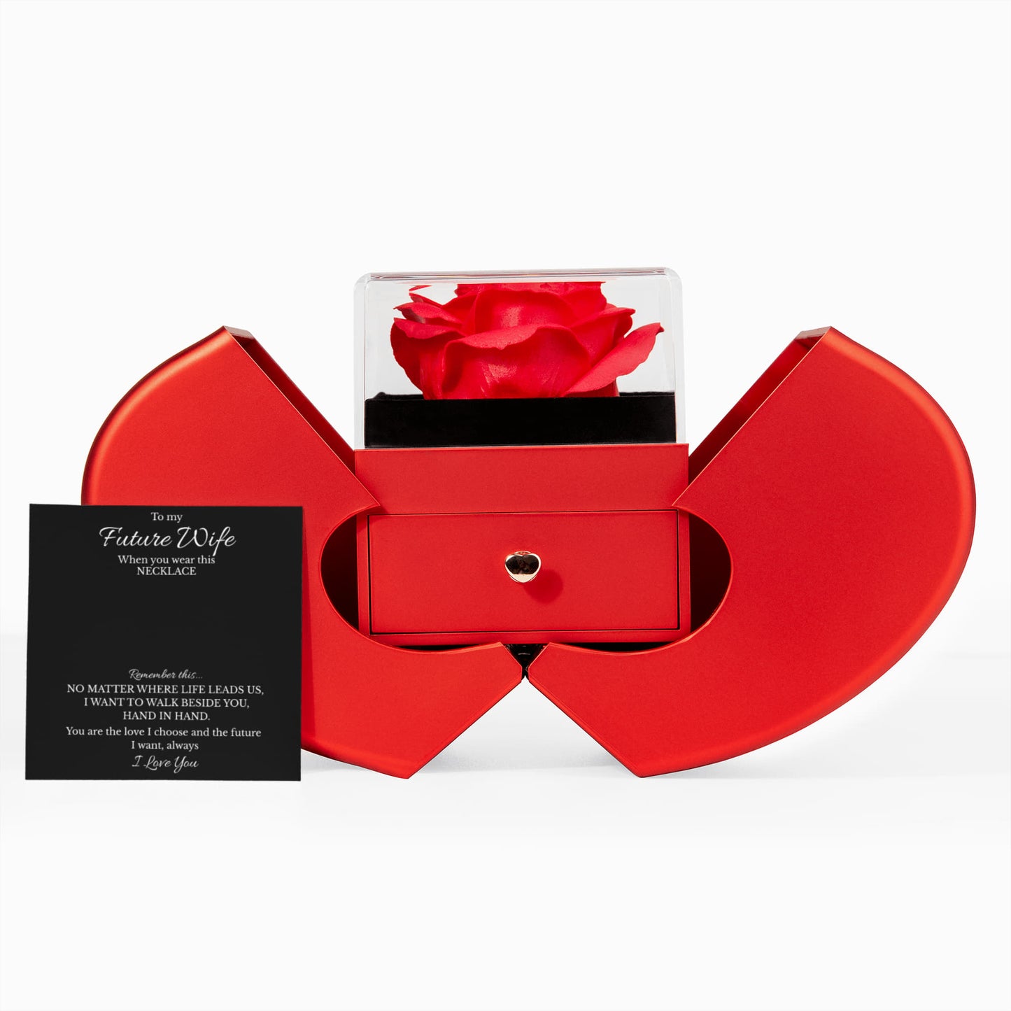 Future Wife Gift Set – Forever Love Necklace with Heart Rose Box | Romantic Gift for Fiancée or Girlfriend