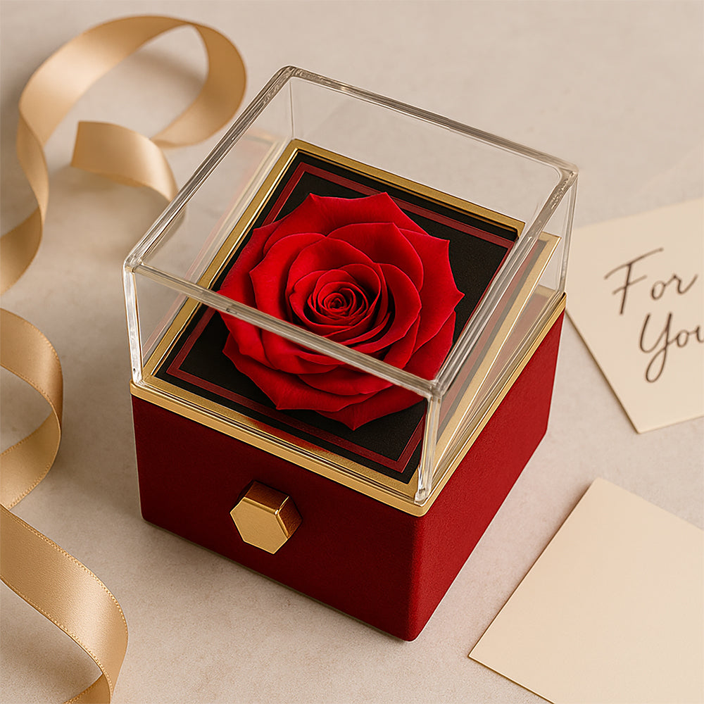 Wife Love Knot Necklace with Preserved Rose Box – Romantic Gift for Wife | Anniversary, Birthday, Just Because