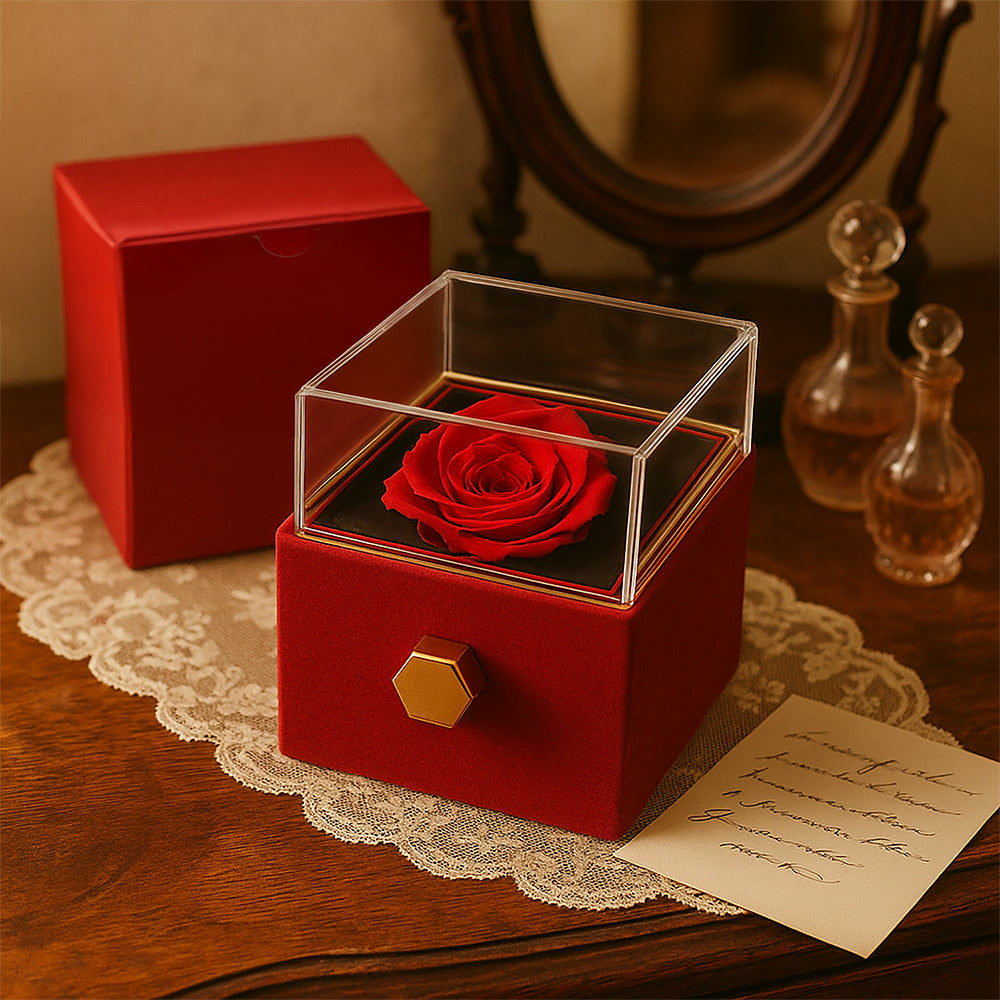Wife Love Knot Necklace with Preserved Rose Box – Romantic Gift for Wife | Anniversary, Birthday, Just Because