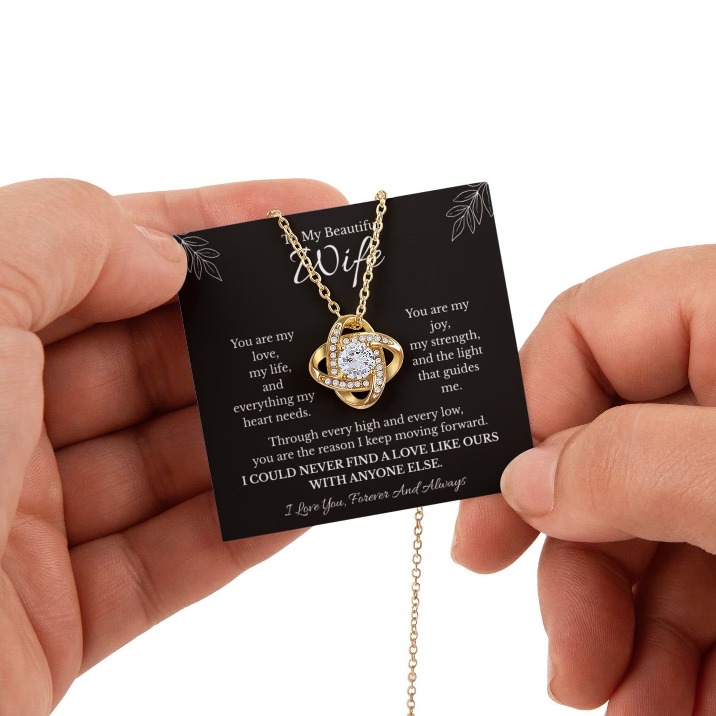 Wife Love Knot Necklace with Preserved Rose Box – Romantic Gift for Wife | Anniversary, Birthday, Just Because