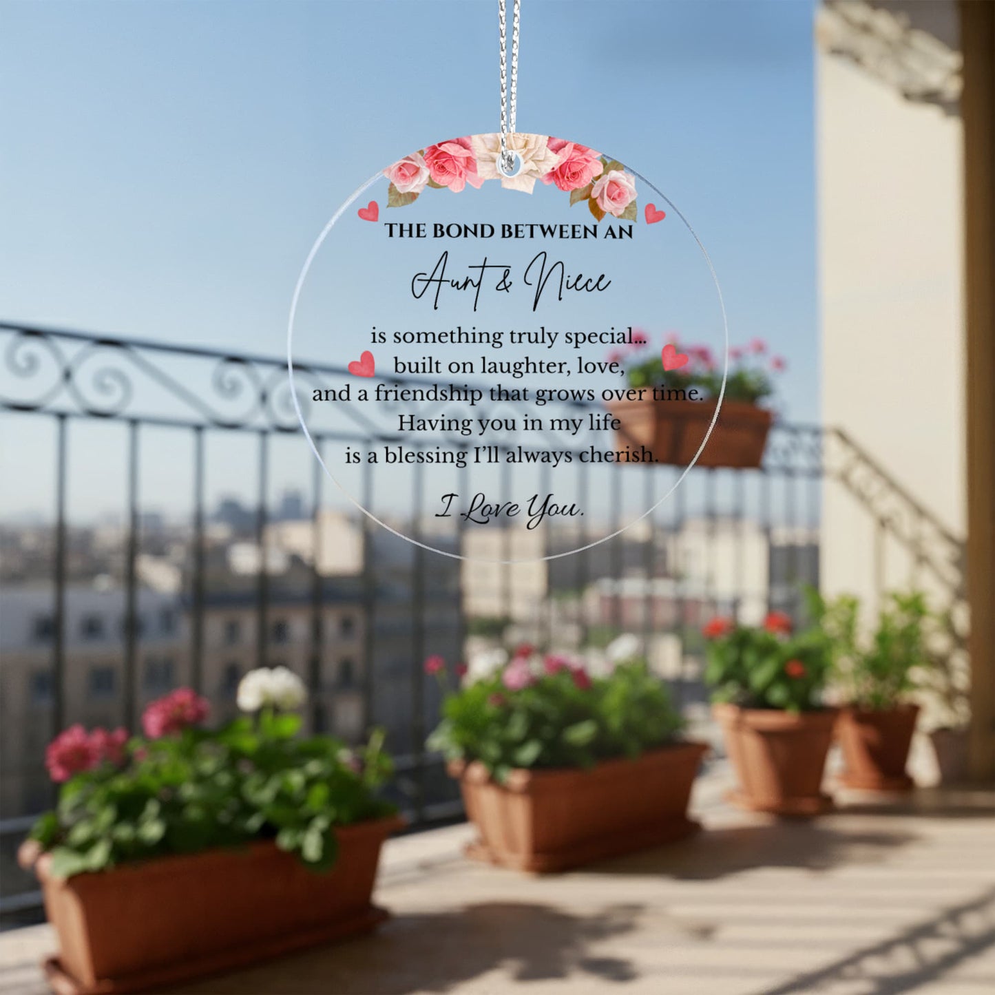 The Bond Between Aunt & Niece | Acrylic Circle Ornament | Gift for Niece
