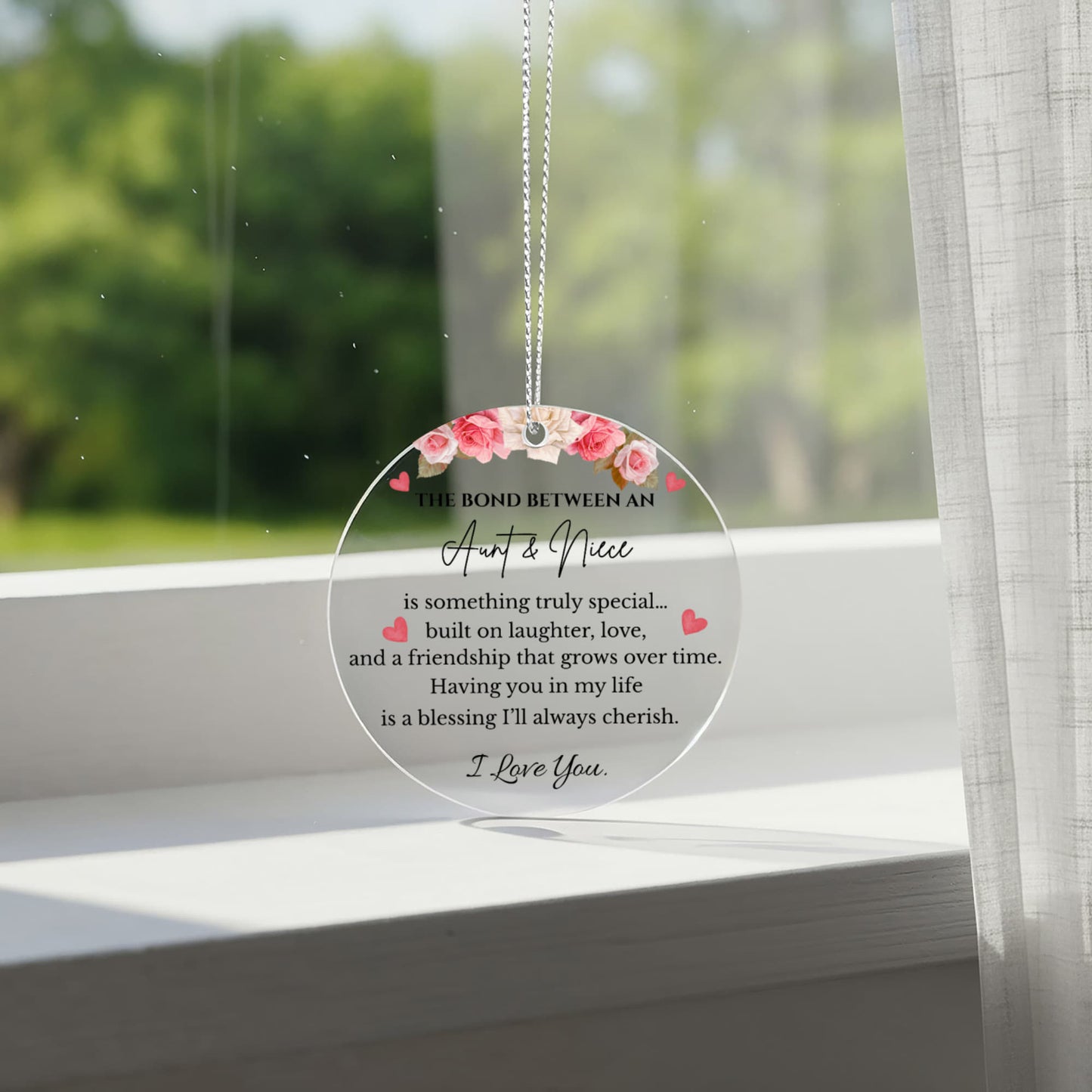 The Bond Between Aunt & Niece | Acrylic Circle Ornament | Gift for Niece
