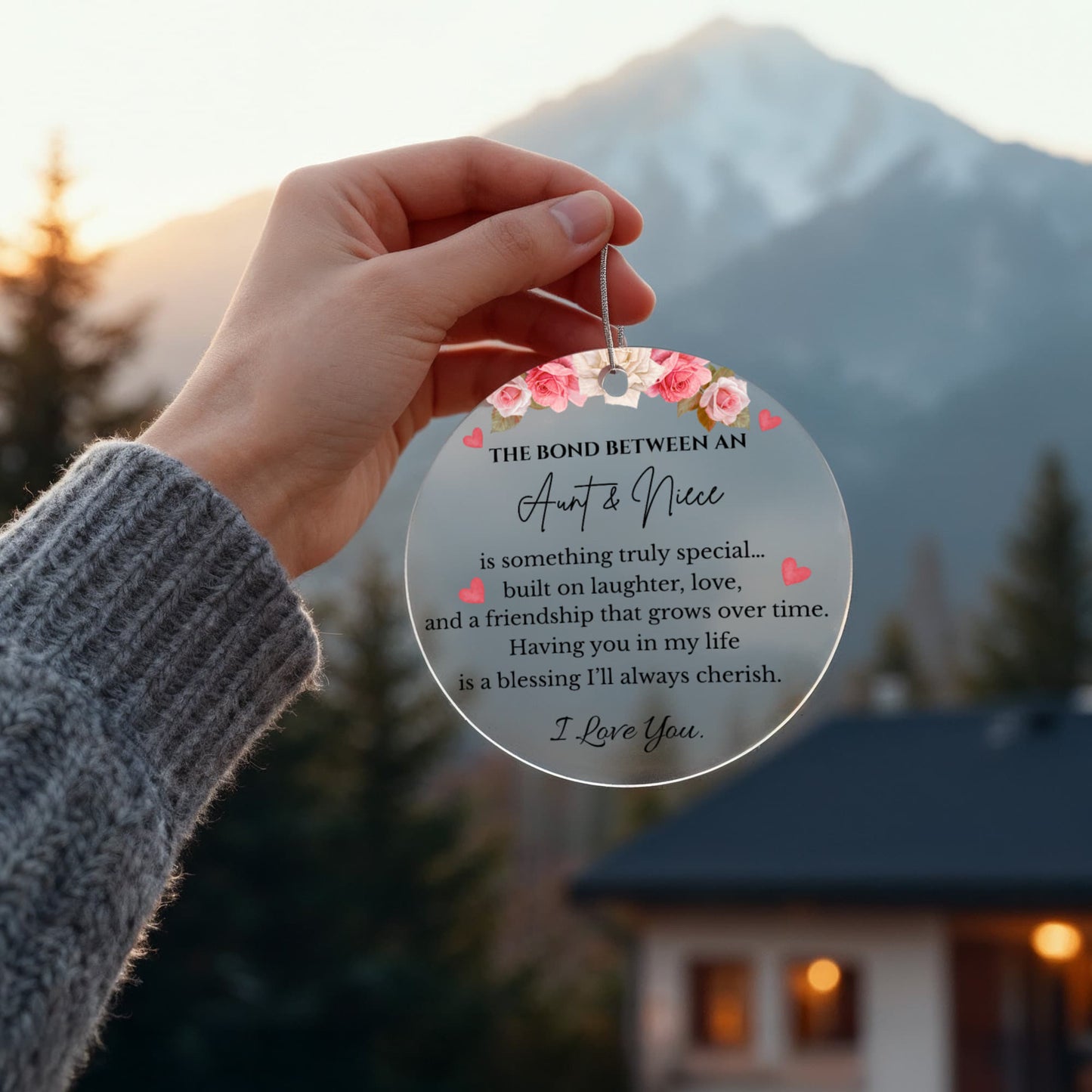 The Bond Between Aunt & Niece | Acrylic Circle Ornament | Gift for Niece