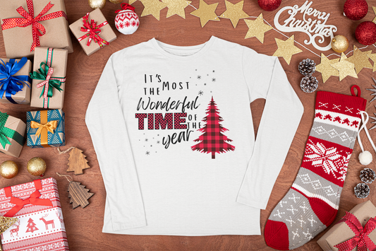 "It's The Most Wonderful Time of The Year" Print Long Sleeve Crew Neck T-Shirt